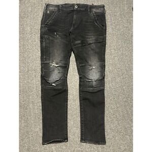 G star raw rackam 3D skinny jeans mens black distressed fit 36X31 (tag 36X32)
